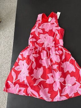 GAP Red Dress with Pink Floral Pattern - Kids Casual